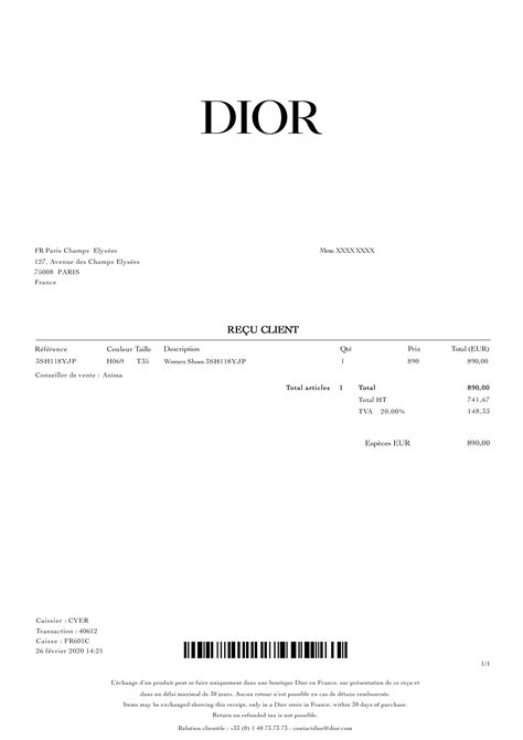 facture sac dior|FAQ Couture .